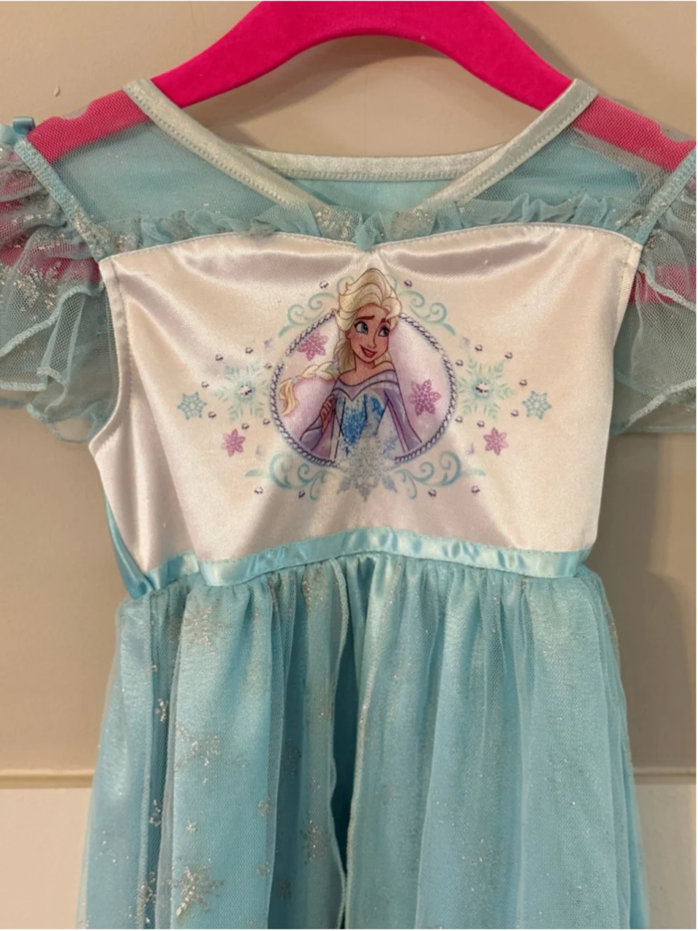 Disney Frozen Elsa Nightgown Girls Size 4T Blue Princess Sleep Gown